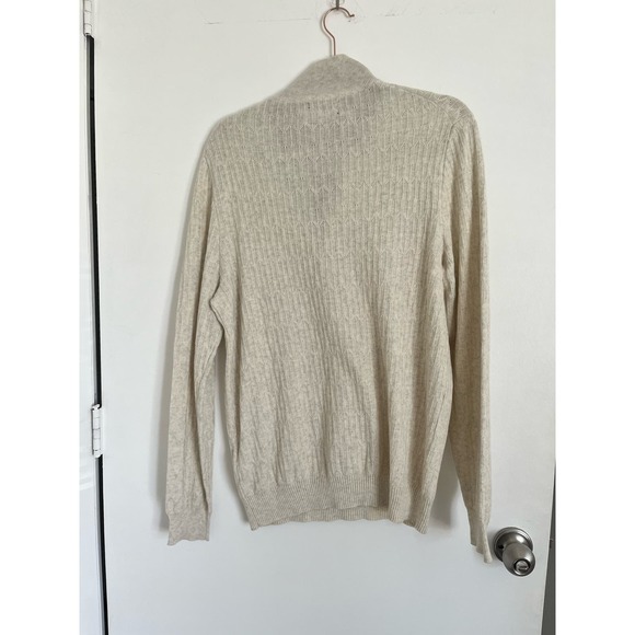 Tasso Elba Mock Neck Textured Pullover Sweater OffWhite Medium supima cotton NEW - Picture 8 of 8